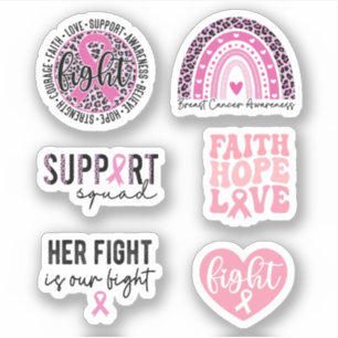 Breast Cancer Awareness Sticker Pack Pink Ribbon