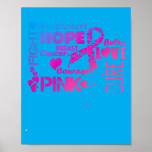 Breast Cancer Awareness Strength Faith Hope Love Poster