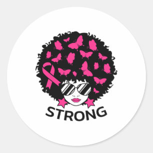 Breast Cancer Awareness Strong Black Women Warrior Classic Round Sticker