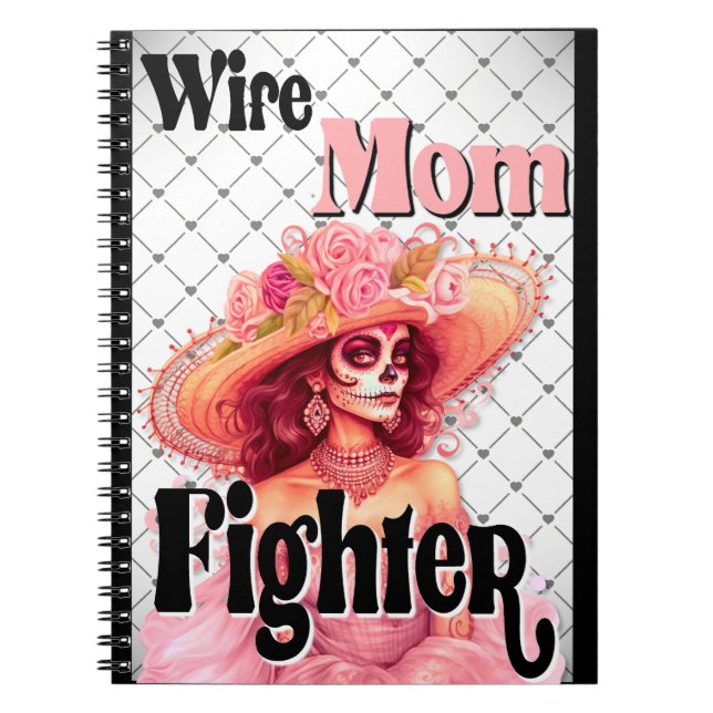 Breast Cancer Awareness Sugar Skull  Notebook (Front)