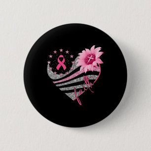 Breast Cancer Awareness Sun Flower Faith Bling Bli 6 Cm Round Badge