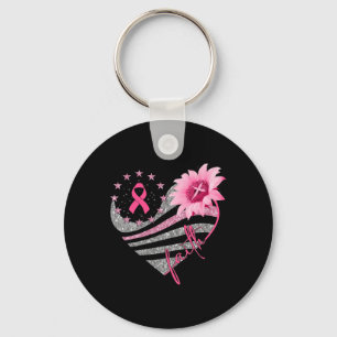 Breast Cancer Awareness Sun Flower Faith Bling Bli Key Ring