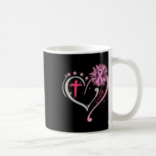 Breast Cancer Awareness Sunflower Faith Heart Pink Coffee Mug