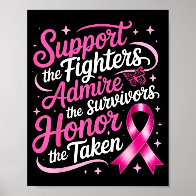Breast Cancer Awareness Support Fighters Admire Poster (Front)
