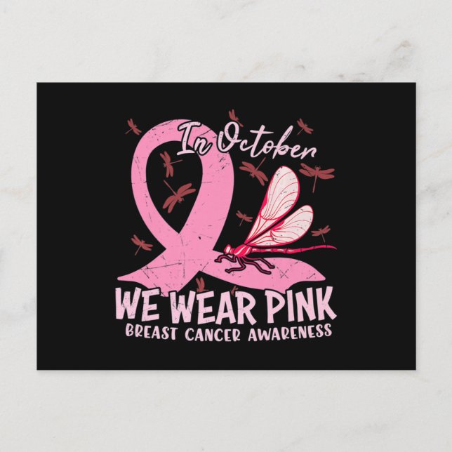 Breast Cancer Awareness Support In October We Wear Postcard (Front)