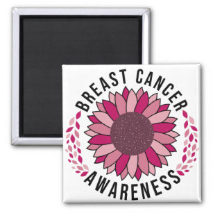Breast Cancer Awareness Support Pink Flower Magnet