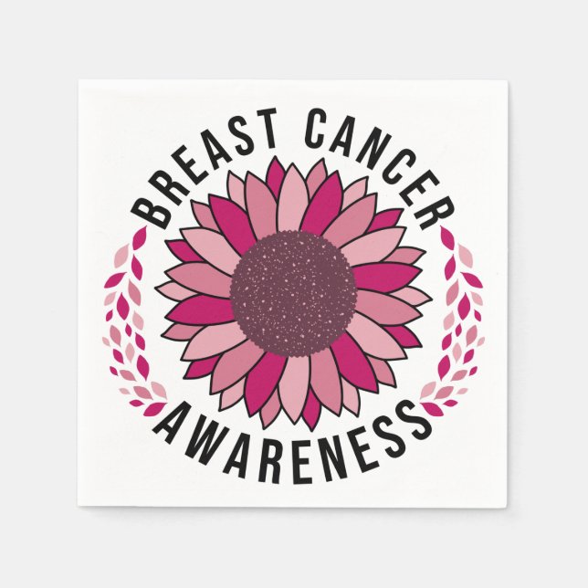Breast Cancer Awareness Support Pink Flower Napkin (Front)