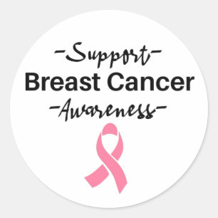 Breast Cancer Awareness Support Pink Ribbon Classic Round Sticker