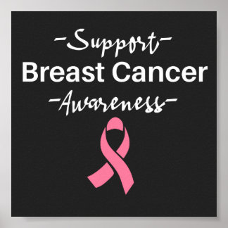 Breast Cancer Awareness Support Pink Ribbon Poster