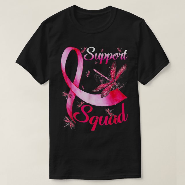 Breast Cancer Awareness Support Squad Dragonfly Pi T-Shirt (Design Front)