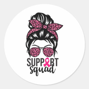 Breast Cancer Awareness Support-squad Messy Bun Wa Classic Round Sticker