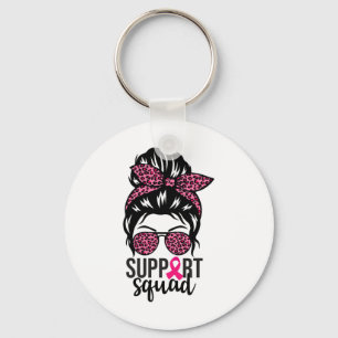 Breast Cancer Awareness Support-squad Messy Bun Wa Key Ring
