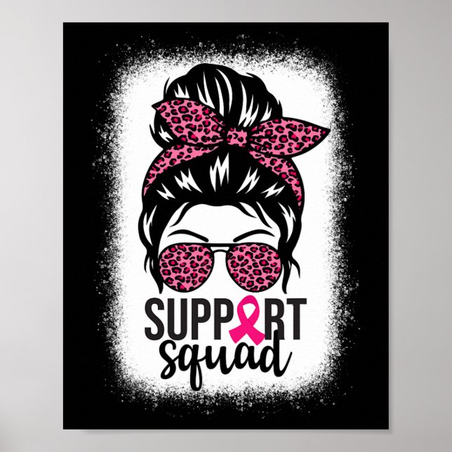 Breast Cancer Awareness Support-squad Messy Bun Wa Poster (Front)