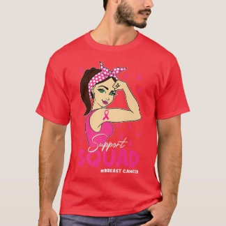 Breast Cancer Awareness Support Squad Pink Ribbon  T-Shirt