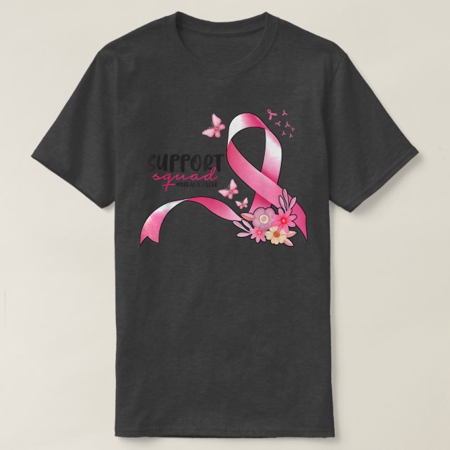 Breast Cancer Awareness Support Squad Ribbon Pink  T-Shirt (Design Front)