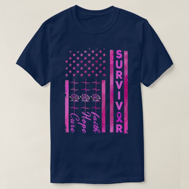 Breast Cancer Awareness Survivor American Distress T-Shirt (Design Front)