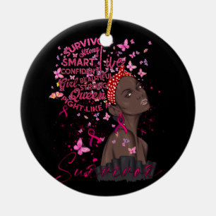 Breast Cancer Awareness Survivor Black Women Melan Ceramic Ornament