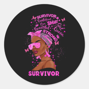 Breast Cancer Awareness Survivor Black Women Melan Classic Round Sticker