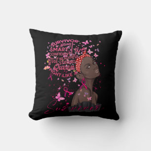 Breast Cancer Awareness Survivor Black Women Melan Cushion