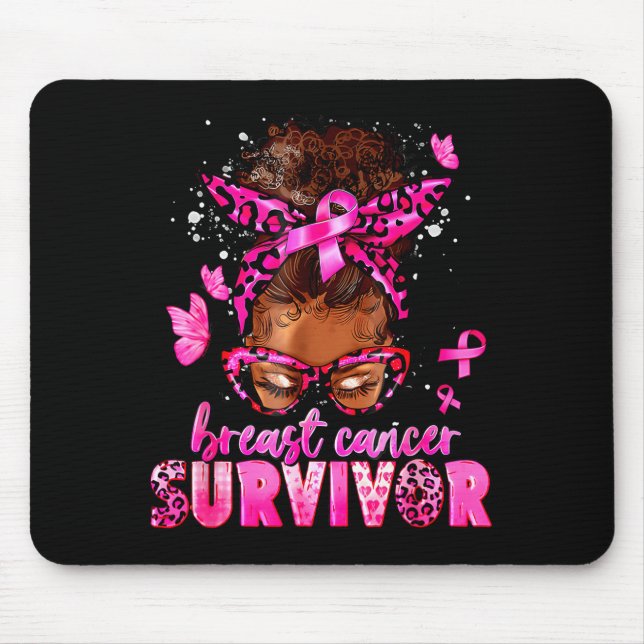Breast Cancer Awareness Survivor Black Women Melan Mouse Pad (Front)
