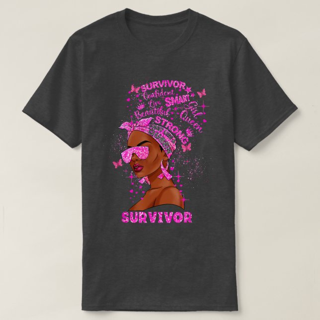 Breast Cancer Awareness Survivor Black Women Melan T-Shirt (Design Front)