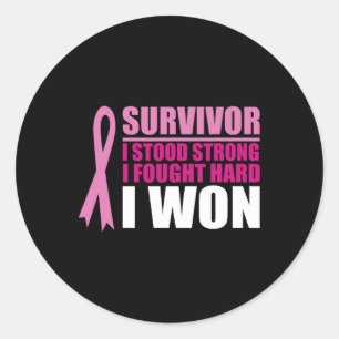 Breast Cancer Awareness Survivor I Stood Strong I  Classic Round Sticker