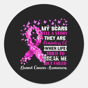 Breast Cancer Awareness Survivor My Scar Tell Stor Classic Round Sticker
