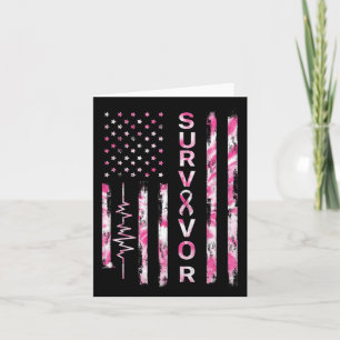 Breast Cancer Awareness Survivor Tie Dye Usa Flag Card