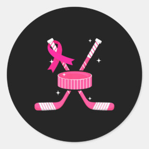 Breast Cancer Awareness Survivors Ice Hockey Pink  Classic Round Sticker