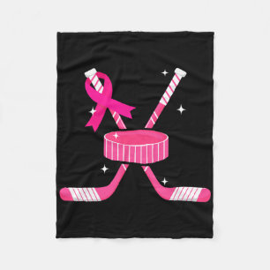 Breast Cancer Awareness Survivors Ice Hockey Pink Fleece Blanket