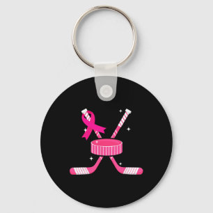 Breast Cancer Awareness Survivors Ice Hockey Pink Key Ring