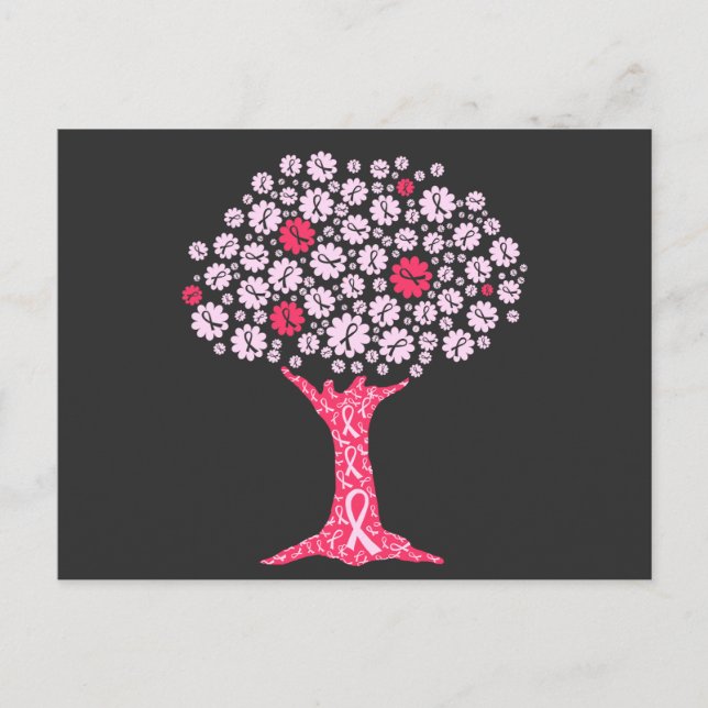 Breast Cancer Awareness Tree Holiday Postcard (Front)