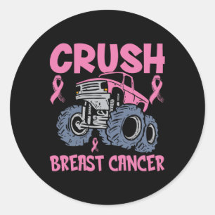 Breast Cancer Awareness Truck Pink Women Men Boys Classic Round Sticker