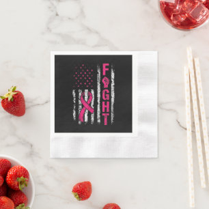 Breast Cancer Awareness USA Flag Napkin