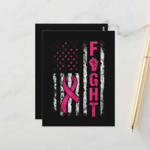 Breast Cancer Awareness USA Flag Postcard