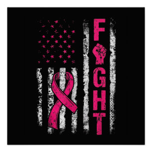 Breast Cancer Awareness USA Flag Poster