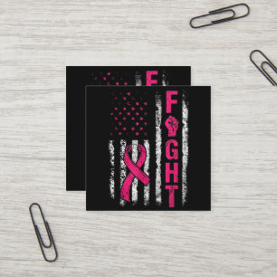 Breast Cancer Awareness USA Flag Square Business Card