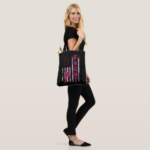 Breast Cancer Awareness USA Flag Tote Bag