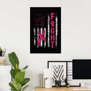 Breast Cancer Awareness USA Flagc Poster