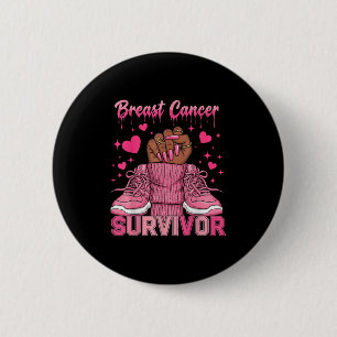 Breast Cancer Awareness Warrior Black Women Melani 6 Cm Round Badge