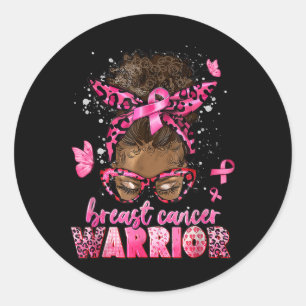 Breast Cancer Awareness Warrior Black Women Melani Classic Round Sticker