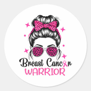 Breast Cancer Awareness Warrior Classic Round Sticker