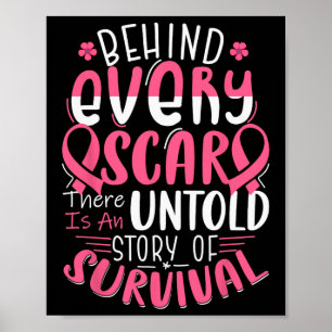 Breast Cancer Awareness Warrior Pink Ribbon Breast Poster