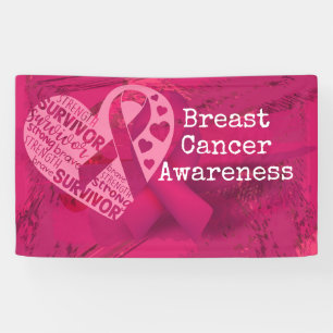Breast Cancer Awareness with Pink Ribbon Banner