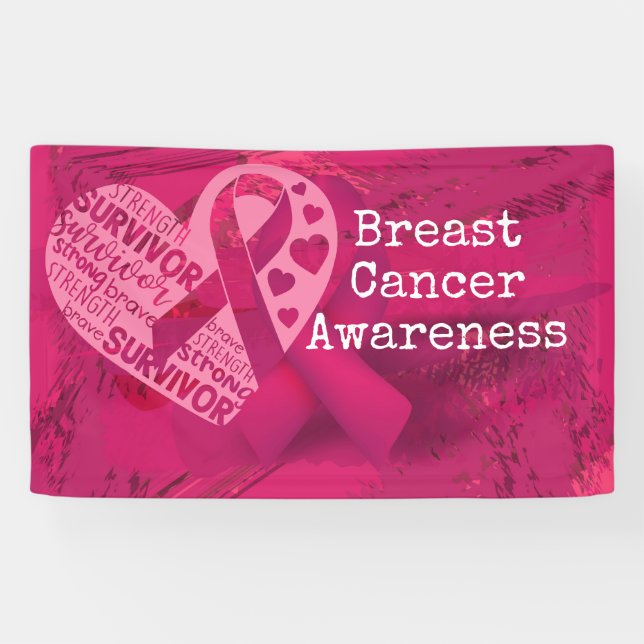 Breast Cancer Awareness with Pink Ribbon  Banner (Horizontal)