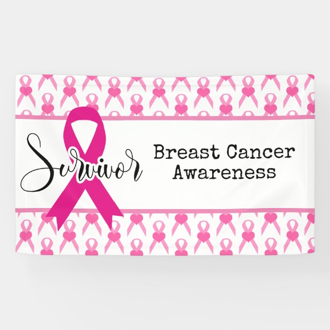 Breast Cancer Awareness with Pink Ribbon   Banner (Horizontal)