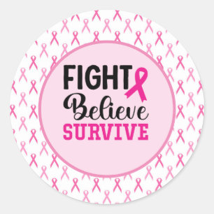 Breast Cancer Awareness with Pink Ribbon  Classic Round Sticker