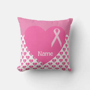 Breast Cancer Awareness with Pink Ribbon Cushion
