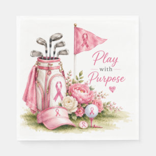 Breast Cancer Awareness with Pink ribbon golf Napkin