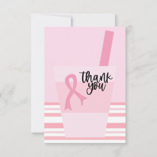 Breast Cancer Awareness with Pink Ribbon Thank You Card
